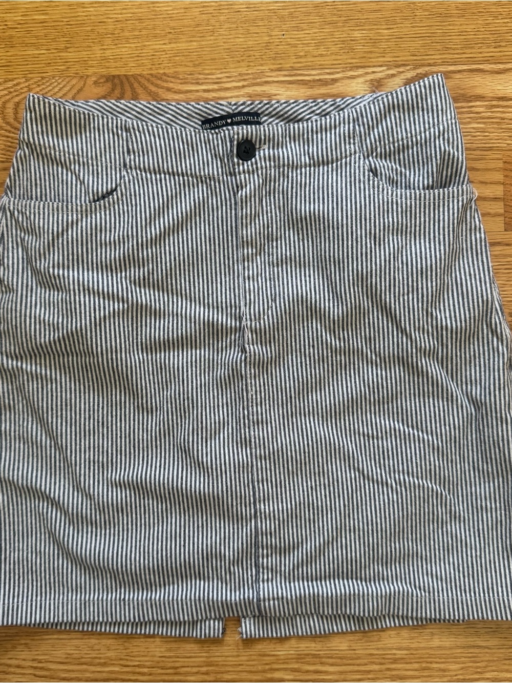 Brandy Melville Black and White Striped Skirt with Button